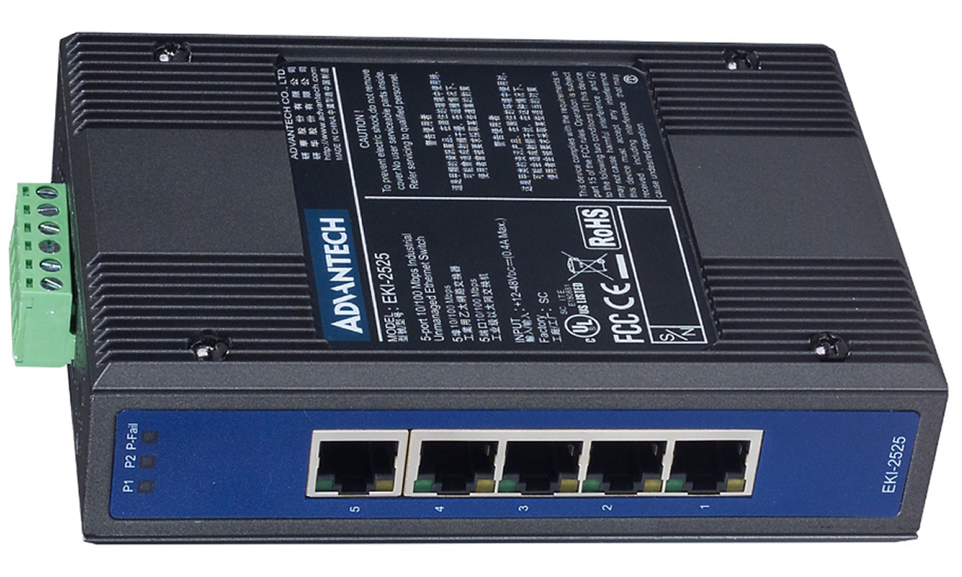 SWITCH ETHERNET INDUSTRIAL NO ADMINISTRABLE 5 PUERTOS 10/100 BASE TX NO. DE PARTE: EKI-2525